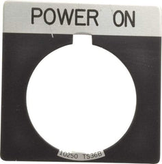 Eaton Cutler-Hammer - Square, Legend Plate - Power On - Black Background, 30-1/2mm Hole Diameter - Strong Tooling