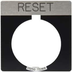 Eaton Cutler-Hammer - Square, Legend Plate - Reset - Black Background, 30-1/2mm Hole Diameter - Strong Tooling