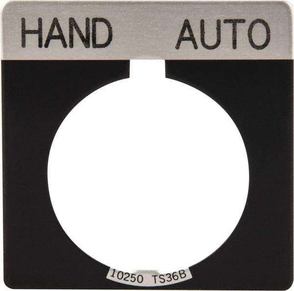 Eaton Cutler-Hammer - Square, Legend Plate - Auto-Off-Hand - Black Background, 30-1/2mm Hole Diameter - Strong Tooling