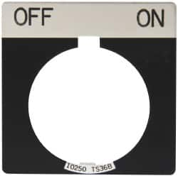 Eaton Cutler-Hammer - Square, Legend Plate - Off-On - Black Background, 30-1/2mm Hole Diameter - Strong Tooling