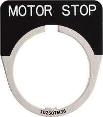 Eaton Cutler-Hammer - Half Round, Legend Plate - Motor Stop - Black Background, 30-1/2mm Hole Diameter - Strong Tooling