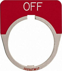 Eaton Cutler-Hammer - Half Round, Legend Plate - Off - Red Background, 30-1/2mm Hole Diameter - Strong Tooling