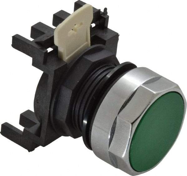 Eaton Cutler-Hammer - 25mm Mount Hole, Flush, Pushbutton Switch Only - Round, Green Pushbutton, Nonilluminated, Momentary (MO) - Strong Tooling