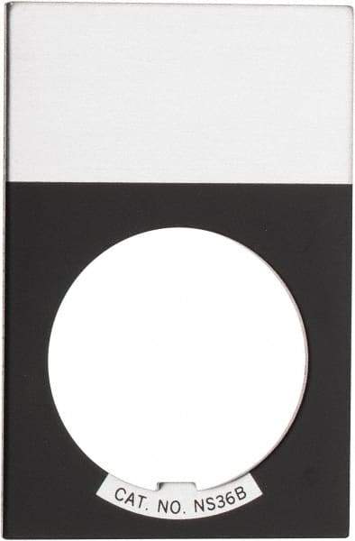 Eaton Cutler-Hammer - Rectangular, Aluminum Legend Plate - Blank - Silver Background, Black Letters, 22-1/2mm Hole Diameter, 1.17 Inch Wide x 1.77 Inch High - Strong Tooling