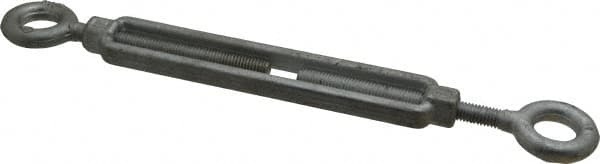 Made in USA - 1,200 Lb Load Limit, 3/8" Thread Diam, 6" Take Up, Steel Eye & Eye Turnbuckle - 11-7/8" Closed Length - Strong Tooling