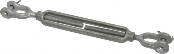 Made in USA - 800 Lb Load Limit, 5/16" Thread Diam, 4-1/2" Take Up, Steel Jaw & Jaw Turnbuckle - 9" Closed Length - Strong Tooling