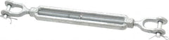 Made in USA - 1,200 Lb Load Limit, 3/8" Thread Diam, 6" Take Up, Steel Jaw & Jaw Turnbuckle - 12" Closed Length - Strong Tooling