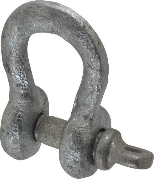 Made in USA - 3/16" Nominal Chain Size, 0.33 Ton Carbon Steel Screw Anchor Shackle - 3/16" Diam, 1/4" Pin Diam, 7/8" High x 3/8" Wide Inside Jaw, 19/32" Inside Width, 9/16" Max Body Thickness - Strong Tooling