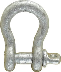 Made in USA - 1/4" Nominal Chain Size, 0.5 Ton Carbon Steel Screw Anchor Shackle - 1/4" Diam, 5/16" Pin Diam, 1-1/8" High x 15/32" Wide Inside Jaw, 25/32" Inside Width, 11/16" Max Body Thickness - Strong Tooling