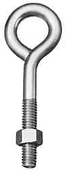 Made in USA - #10-24, Zinc-Plated Finish, Steel Wire Turned Open Eye Bolt - 1-1/4" Thread Length, 5/16" ID, 1-3/8" Shank Length - Strong Tooling