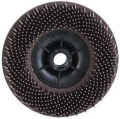 3M - 4-1/2" 36 Grit Ceramic Straight Disc Brush - Very Coarse Grade, Threaded Hole Connector, 3/4" Trim Length, 5/8-11 Threaded Arbor Hole - Strong Tooling