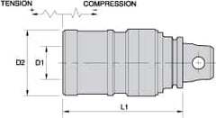 Kennametal - KM50 Modular Connection Tension & Compression Tapping Chuck - 5/16 to 7/8" Tap Capacity, 82.5mm Projection, Size 2 Adapter, Quick Change - Exact Industrial Supply