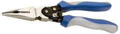 Crescent - 9" OAL, 1-13/16" Jaw Length, Long Nose Side Cutting Multipurpose Pliers - Serrated Jaw, Bi-Material Cushion Grip Handles, with Spring - Strong Tooling