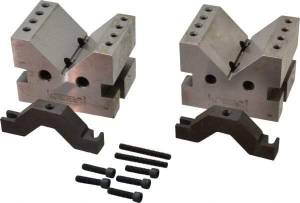 Suburban Tool - 2-7/8" Max Capacity, 90° Angle, Hardened Steel V-Block - 4" Long x 3" Wide x 3" High, Sold as Matched Pair - Strong Tooling