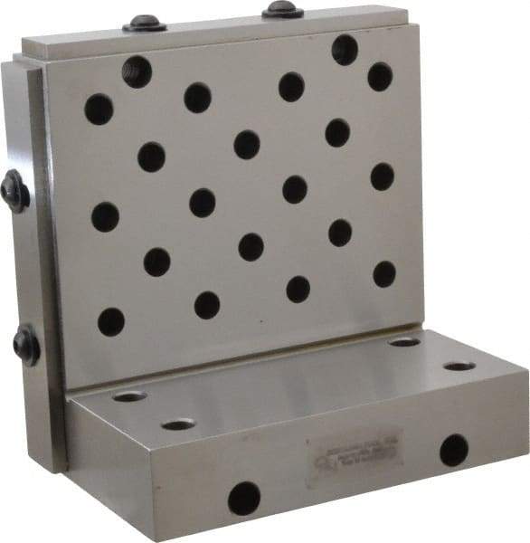 Suburban Tool - 6" Wide x 6" Deep x 4" High Steel Precision-Ground Angle Plate - Standard Plate, Machined Holes on Surface, Open End, 1-1/4" Thick, Single Plate - Strong Tooling