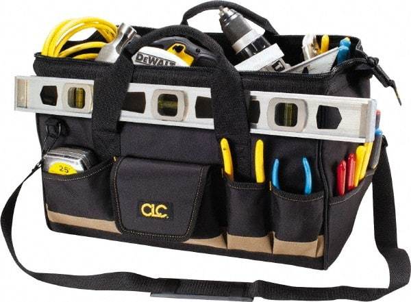 CLC - 25 Pocket Black & Tan Polyester Tool Bag - 18" Wide x 11" Deep x 12" High - Strong Tooling