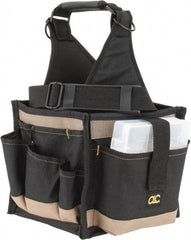 CLC - 25 Pocket Black & Khaki Polyester Tool Tote - 8" Wide x 8" Deep x 17" High - Strong Tooling