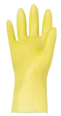 MAPA Professional - Size S (7), 10-1/2" Long, 10 mil Thick, PVC Chemical Resistant Gloves - Textured Finish, Gauntlet Pinked Cuff, Yellow - Strong Tooling