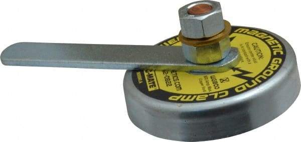 Mag-Mate - 800 Amps Grounding Capacity, 3-1/2" Diam, 2-1/4" High, 35 Lb Max Pull Force, Rare Earth Magnetic Welding & Fabrication Ground Clamp - 55 Lb Average Pull Force, Round Cup Magnet, Copper Stud, Compatible with Flat Surface - Strong Tooling