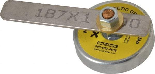 Mag-Mate - 250 Amps Grounding Capacity, 3-1/2" Diam, 2-1/4" High, 35 Lb Max Pull Force, Rare Earth Magnetic Welding & Fabrication Ground Clamp - 55 Lb Average Pull Force, Round Cup Magnet, Brass Stud, Compatible with Flat Surface - Strong Tooling