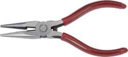 Proto - 5-9/16" OAL, 1-11/16" Jaw Length x 1/2" Jaw Width, Long Nose Side Cutting Chain Nose Pliers - Serrated Jaw, Needle Nose Head, Plastisol Handles, with Spring - Strong Tooling