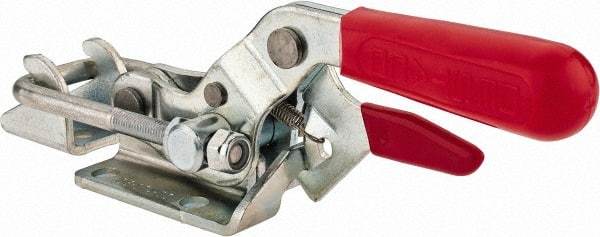 De-Sta-Co - 2,000 Lb Capacity, Horizontal, U Hook, Flanged Base, Carbon Steel Pull Action Latch Clamp - 2-1/2" Drawing Movement, 8.2" OAL, Threaded U Hook, Straight Handle - Strong Tooling