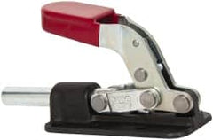 De-Sta-Co - 2,500 Lb Load Capacity, Flanged Base, Carbon Steel, Standard Straight Line Action Clamp - 6 Mounting Holes, 0.34" Mounting Hole Diam, 0.62" Plunger Diam, Straight Handle - Strong Tooling