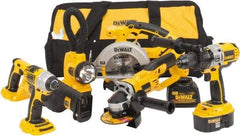 DeWALT - 17 Piece 18 Volt Cordless Tool Combination Kit - Includes 1/4" Impact Driver, 6-1/2" Circular Saw, Cut-Off Tool, Reciprocating Saw, 1/2" Hammer Drill, Battery Included - Strong Tooling