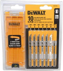 DeWALT - 10 Piece, 3" to 4" Long, 6 to 18 Teeth per Inch, Bi-Metal and High Carbon Steel Jig Saw Blade Set - U-Shank - Strong Tooling