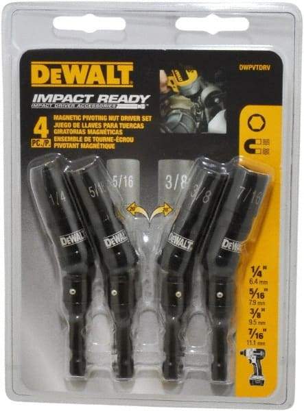 DeWALT - 4 Piece, Magnetic Nutsetter - 1/4 to 7/16" Hex, 1/4" Hex Drive - Strong Tooling