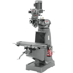 Jet - 9" Table Width x 42" Table Length, Variable Speed Pulley Control, 1 Phase Knee Milling Machine - R8 Spindle Taper, 2 hp - Strong Tooling