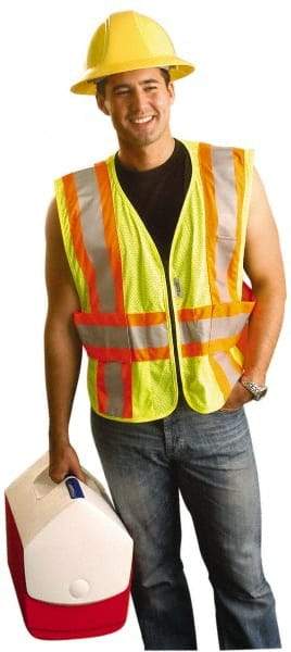 OccuNomix - Size XL/2XL High Visibility Yellow Mesh Expandable Vest - 50 to 56" Chest, ANSI 107-2015, Zipper Closure, 3 Pockets, Polyester - Strong Tooling