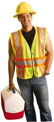 OccuNomix - Size M/L High Visibility Yellow Mesh Expandable Vest - 42 to 48" Chest, ANSI 107-2015, Zipper Closure, 3 Pockets, Polyester - Strong Tooling