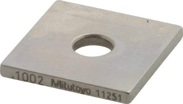 Mitutoyo - 0.1002" Square Steel Gage Block - Accuracy Grade 0, Includes Certificate of Inspection - Strong Tooling