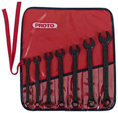 Proto - 7 Piece, 3/8" to 3/4", 12 Point Combination Wrench Set - Inch Measurement Standard, Black Oxide Finish, Comes in Nylon Roll - Strong Tooling