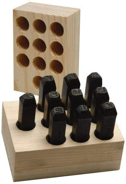 Made in USA - 10 Piece, 3/16" Character Steel Stamp Set - Double Digit Figures, Double Digits - Strong Tooling