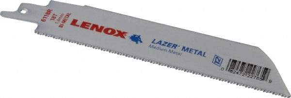 Lenox - 6" Long x 1" Thick, Bi-Metal Reciprocating Saw Blade - Straight Profile, 18 TPI, Toothed Edge - Strong Tooling