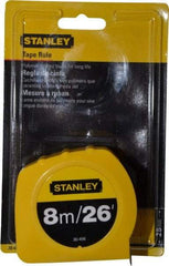 Stanley - 26' x 1" Yellow Blade Tape Measure - 1/32 & 1/16" & 1mm Graduation, Inch/Metric Graduation Style, Yellow Case - Strong Tooling