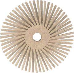 3M - 3" 120 Grit Ceramic Tapered Disc Brush - Fine Grade, Plain Hole Connector, 1" Trim Length, 0.37" Arbor Hole - Strong Tooling