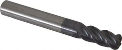 Accupro - 5/16", 4 Flute, Single End, Solid Carbide, 0.09" Corner Radius End Mill - 2-1/2" OAL, 40° Helix, Right Hand Flute, 3/4" LOC, Right Hand Cut - Strong Tooling