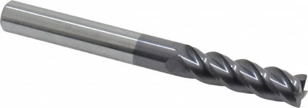 Accupro - 5/16", 4 Flute, Single End, Solid Carbide, 0.015" Corner Radius End Mill - 3" OAL, 40° Helix, Right Hand Flute, 1-1/8" LOC, Right Hand Cut - Strong Tooling