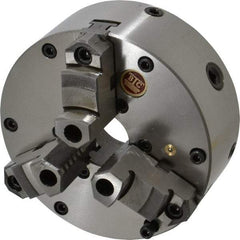 BTC - 3 Jaws, 6" Diam, Self Centering Manual Lathe Chuck - Plain Back Mount Spindle, Adjustable, Reversible, 3,400 Max RPM, 1.535" Through Hole Diam, Cast Iron - Strong Tooling