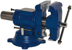 Yost Vises - 5-1/8" Jaw Width x 4, 4-1/2" (V-Jaw) Jaw Opening Capacity, 3-1/2" Throat Depth, Bench & Pipe Combination Vise - 23/32 to 3" Pipe Capacity, Swivel Base, Bolt Down Attachment, Cast Iron - Strong Tooling