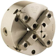 Buck Chuck Company - 4 Jaws, 6" Diam, Self Centering Manual Lathe Chuck - Front Mount, Adjustable, Reversible, 4,600 Max RPM, 1.78" Through Hole Diam, Forged Steel - Strong Tooling