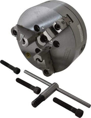 Bison - 3 Jaws, 8" Diam, Self Centering Manual Lathe Chuck - A1-6 Mount Spindle, Reversible, 4,000 Max RPM, 2.1653" Through Hole Diam, 0.001" Axial Runout, 0.0016" Radial Runout, Forged Steel - Strong Tooling