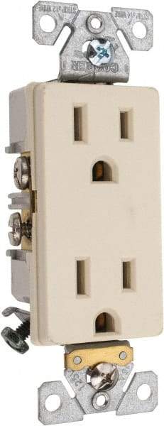 Cooper Wiring Devices - 125 VAC, 15 Amp, 5-15R NEMA Configuration, Ivory, Industrial Grade, Self Grounding Duplex Receptacle - 1 Phase, 2 Poles, 3 Wire, Flush Mount, Chemical and Impact Resistant - Strong Tooling