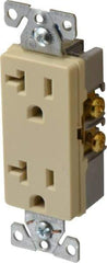 Cooper Wiring Devices - 125 VAC, 20 Amp, 5-20R NEMA Configuration, Ivory, Industrial Grade, Self Grounding Duplex Receptacle - 1 Phase, 2 Poles, 3 Wire, Flush Mount, Chemical and Impact Resistant - Strong Tooling