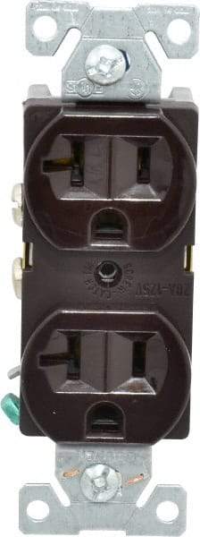 Cooper Wiring Devices - 125 VAC, 20 Amp, 5-20R NEMA Configuration, Brown, Specification Grade, Self Grounding Duplex Receptacle - 1 Phase, 2 Poles, 3 Wire, Flush Mount - Strong Tooling