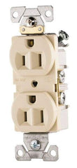 Cooper Wiring Devices - 125 VAC, 15 Amp, 5-15R NEMA Configuration, Ivory, Specification Grade, Self Grounding Duplex Receptacle - 1 Phase, 2 Poles, 3 Wire, Flush Mount - Strong Tooling