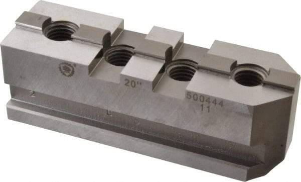 Bison - 20" Max Chuck Diam Compatibility, Steel Tongue & Groove Hard Lathe Master Jaws - 3/4" Groove Width, 2.0472" Wide x 6.6142" Long x 2.3228" High - Strong Tooling